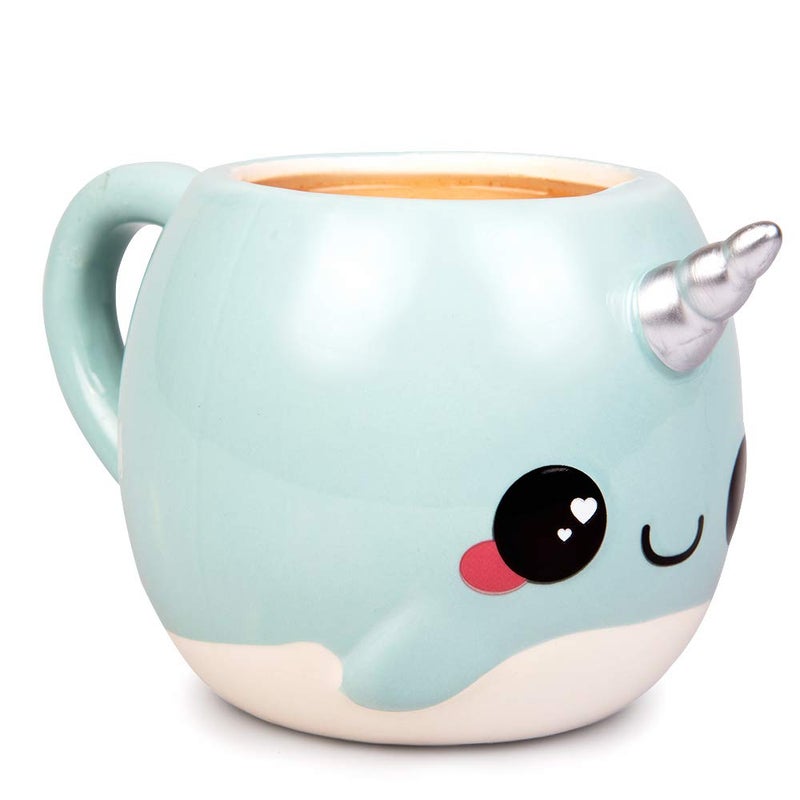 Seven20 Glitter Galaxy Cute Large Narwhal 18oz Coffee Mug - Make Morning's Magical - Blue with Silver Unicorn Horn - Gift for Kids, Teens, Adults, Women - Officially Licensed - Image 2